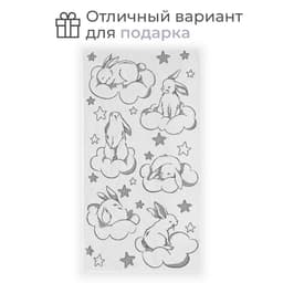 Полотенце махровое Этель «Зайки на облаках», 70×130 см, 100% хлопок, 420 г/м², чёрно-белое