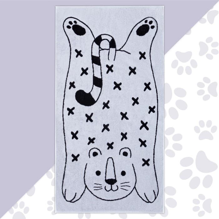 Полотенце махровое «Этель.Тигруля», 70×130 см, хлопок 100%, чёрно-белое