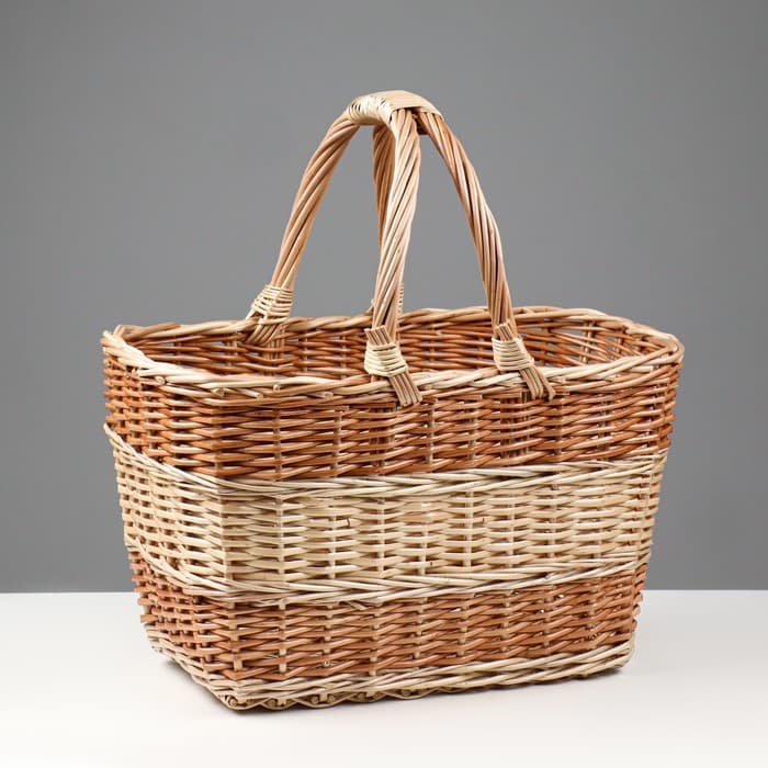 Плетёная корзина для пикника, прямоугольная, 400×280/260/430 мм