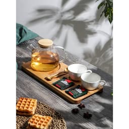 Поднос - подставка Adelica «Чайная станция», на 2 персоны, с потайными ручками, 40×18×1.8 см, дерево берёза