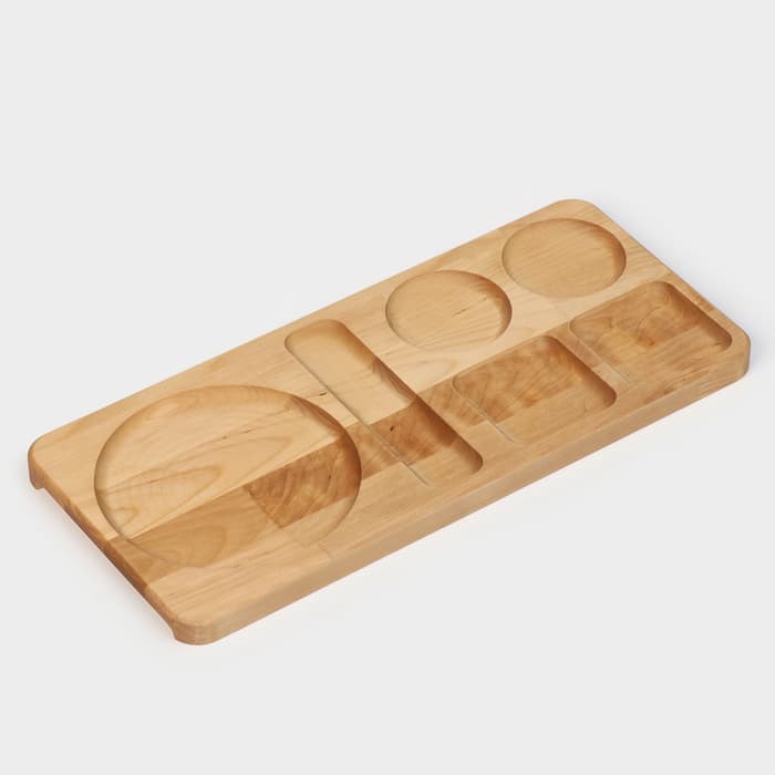 Поднос - подставка Adelica «Чайная станция», на 2 персоны, с потайными ручками, 40×18×1.8 см, дерево берёза