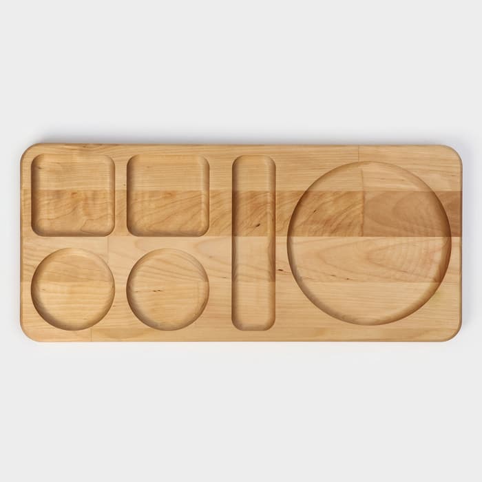 Поднос - подставка Adelica «Чайная станция», на 2 персоны, с потайными ручками, 40×18×1.8 см, дерево берёза