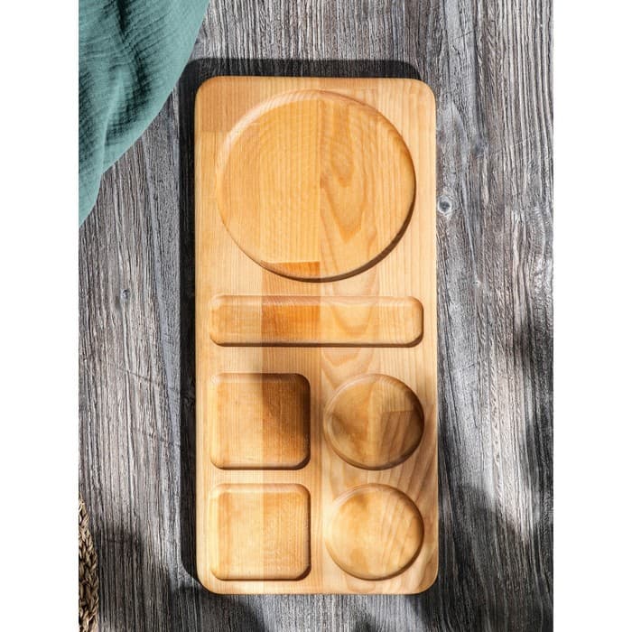 Поднос - подставка Adelica «Чайная станция», на 2 персоны, с потайными ручками, 40×18×1.8 см, дерево берёза