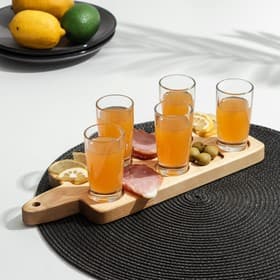 Доска - менажница деревянная для подачи шотов Adelica, на 5 рюмок, 30×13×1.8 см, берёза