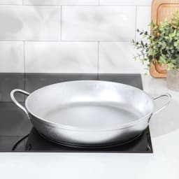 Сковорода KUKMARA, d=30 см, h=5.5 см, с ручками, литой алюминий, серебристая