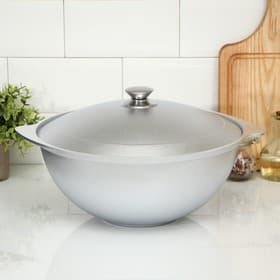 Казан KUKMARA, 6 л, с крышкой, литой алюминий, серебристый