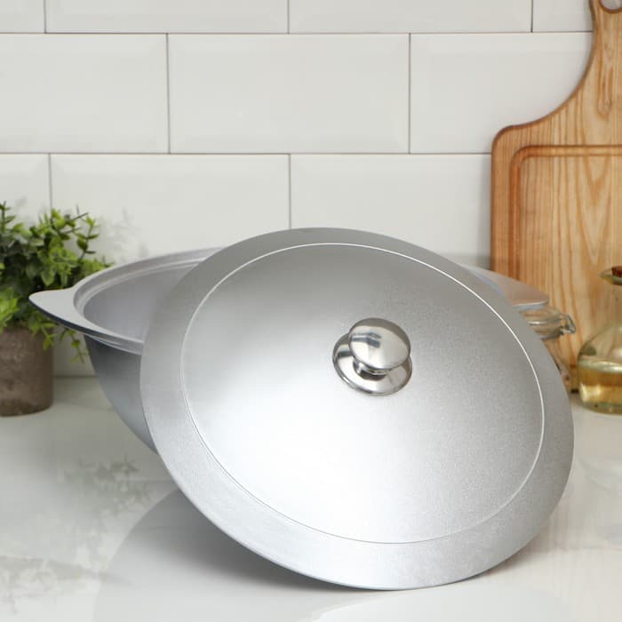 Казан KUKMARA, 6 л, с крышкой, литой алюминий, серебристый