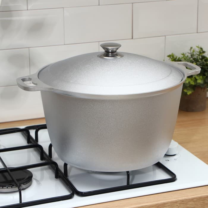 Кастрюля KUKMARA, 10 л, d=30 см, с крышкой, литой алюминий, серебристая