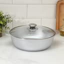 Жаровня KUKMARA, 3 л, d=26 см, h=9 см, стеклянная крышка, литой алюминий, серебристая