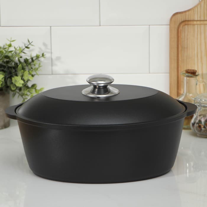 Утятница KUKMARA «Традиция», 4 л, антипригарное покрытие, литой алюминий, чёрная