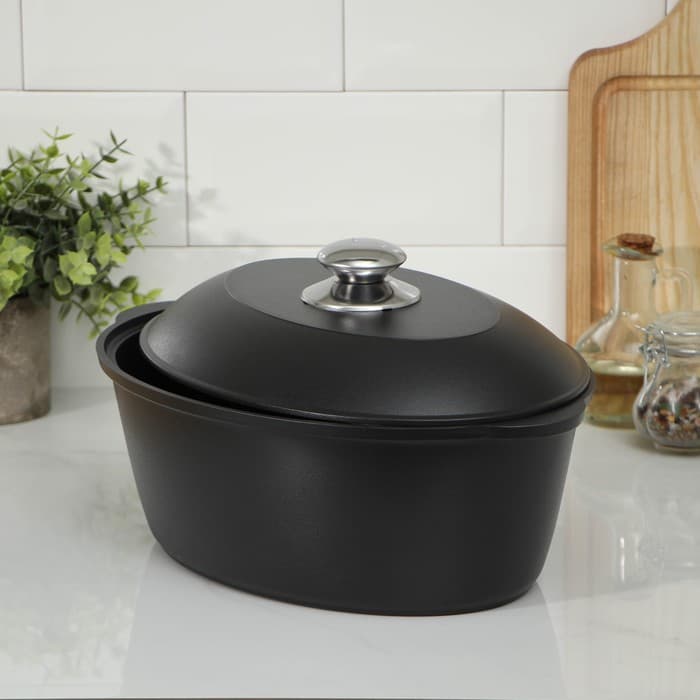 Утятница KUKMARA «Традиция», 4 л, антипригарное покрытие, литой алюминий, чёрная