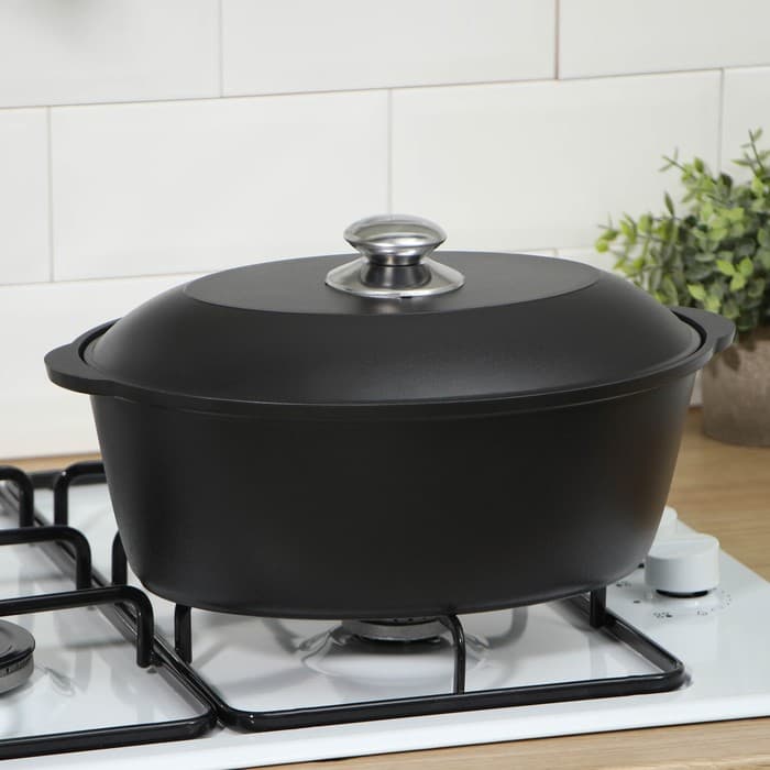 Утятница KUKMARA «Традиция», 4 л, антипригарное покрытие, литой алюминий, чёрная