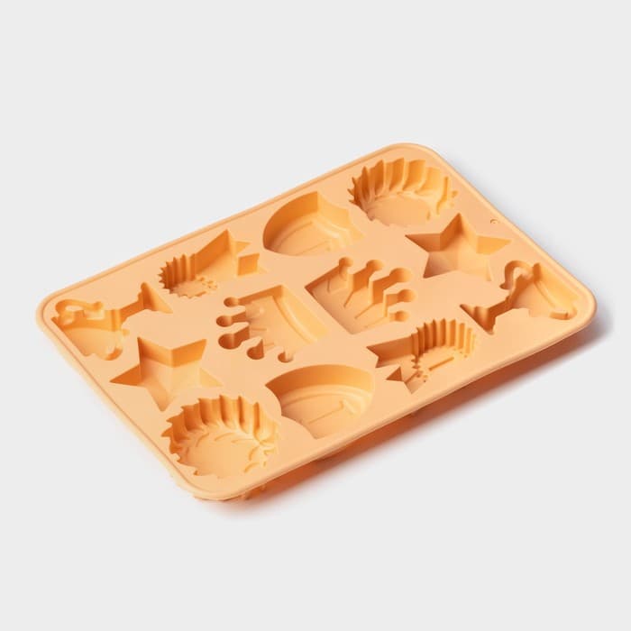 Форма для шоколада Доляна «Чемпион», силикон, 12 ячеек, 24×16×2 см, персиковая