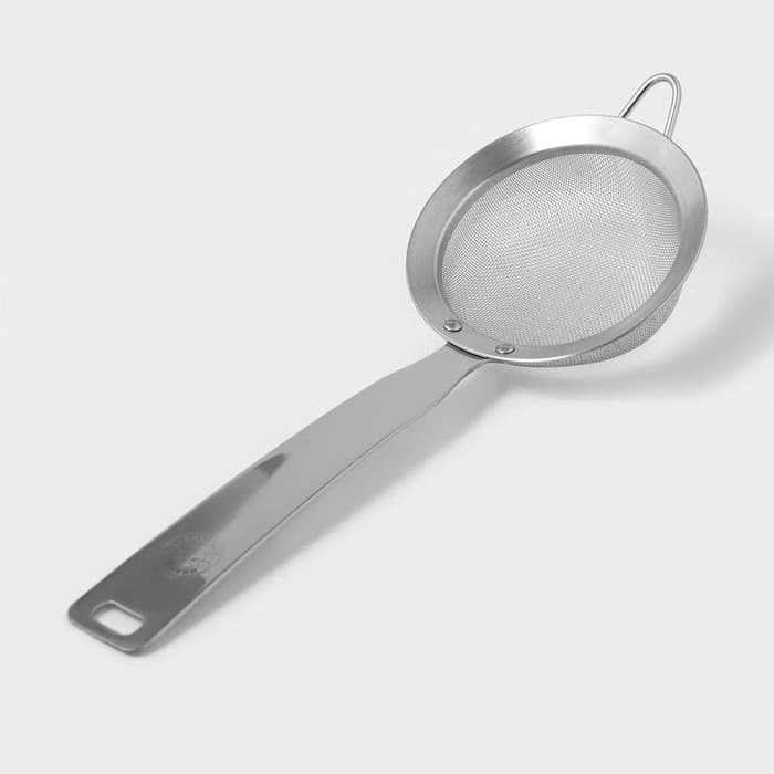 Сито для просеивания с ручкой Доляна Zero, d=10 см, нержавеющая сталь, серебристое