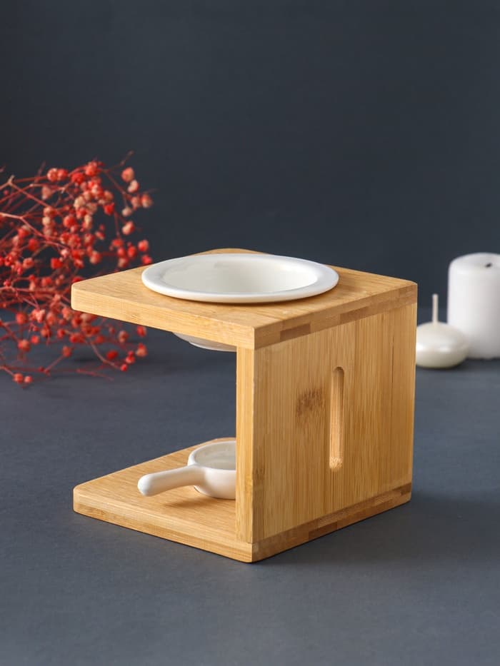 Аромалампа для эфирных масел «Стиль», бамбук, керамика, с подставкой под свечу