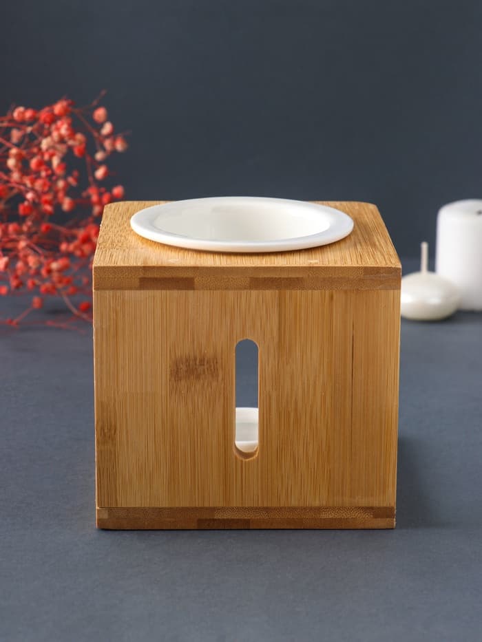 Аромалампа для эфирных масел «Стиль», бамбук, керамика, с подставкой под свечу