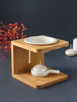 Аромалампа для эфирных масел «Стиль», бамбук, керамика, с подставкой под свечу