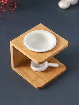 Аромалампа для эфирных масел «Стиль», бамбук, керамика, с подставкой под свечу