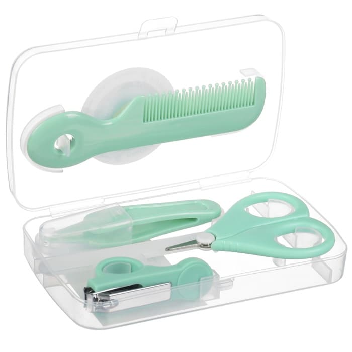Набор по уходу за ребенком, 5 предметов: расческа, пинцет, ножницы, книпсер, пилка, зеленый