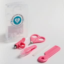 Набор по уходу за ребенком, 5 предметов: расческа, пинцет, ножницы, книпсер, пилка, розовый