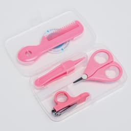 Набор по уходу за ребенком, 5 предметов: расческа, пинцет, ножницы, книпсер, пилка, розовый