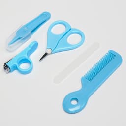 Набор по уходу за ребенком, 5 предметов: расческа, пинцет, ножницы, книпсер, пилка, голубой