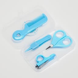 Набор по уходу за ребенком, 5 предметов: расческа, пинцет, ножницы, книпсер, пилка, голубой