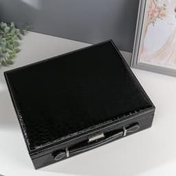 Шкатулка для украшений и часов 4 отделения «Чёрный чемоданчик», искусственная кожа, 9×32.5×26 см