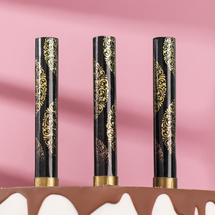 Свечи фонтаны в торт «Золотой узор», 3 шт., 10 см, горение 30 сек.