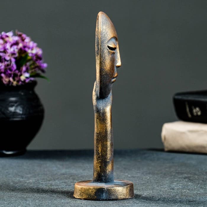 Фигурка гипс «Бюст: Маска в руке», винтаж, 20 см