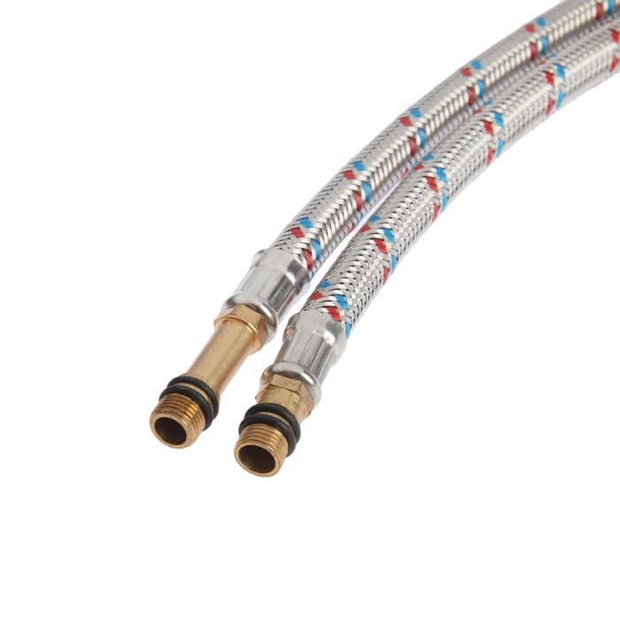 Подводка гибкая для смесителя ZEIN, гайка 1/2", штуцер М10, 80 см, набор 2 шт.