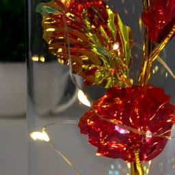 Фигурка светящаяся колба RISALUX «Красный цветок», LED-ночник, от батареек 3ААА, 11×11×21.5 см