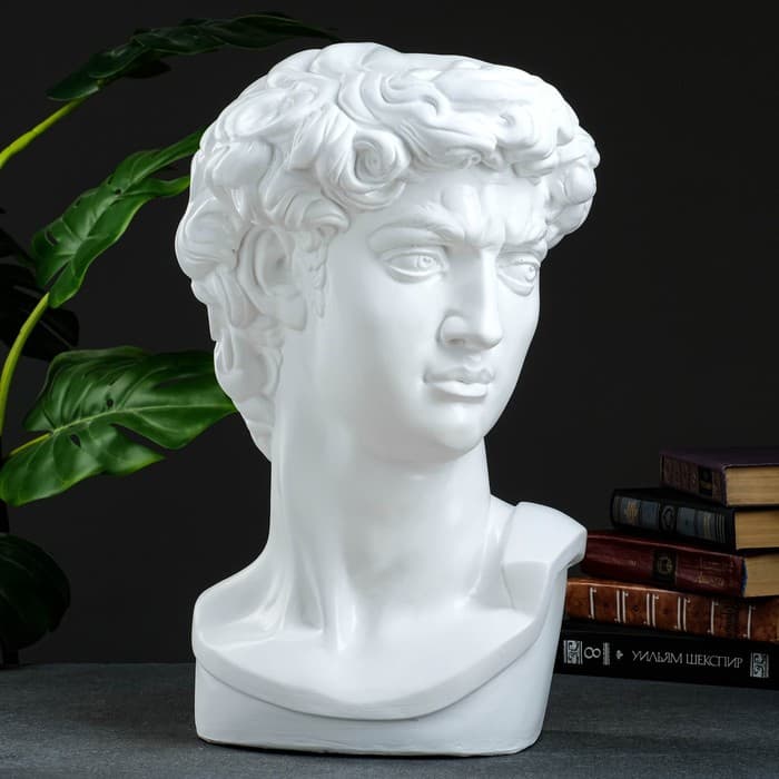 Бюст «Давид», фигурка гипс, белый, 24×45 см