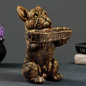 Подставка для мелочей «Собака с корзинкой», полистоун под бронзу, 24×15×17 см
