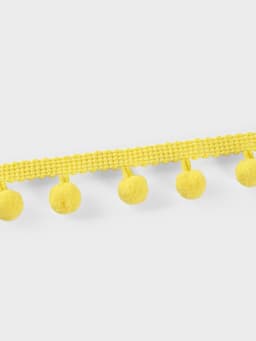 Тесьма декоративная с помпонами, 25±5 мм, 9.1±0.5 м, жёлтая