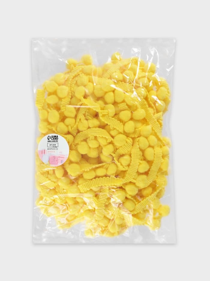 Тесьма декоративная с помпонами, 25±5 мм, 9.1±0.5 м, жёлтая