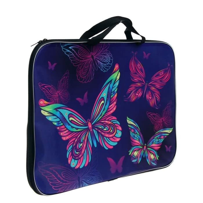 Папка с ручками, А3, текстильная, 47×35×2 см «Бабочки»