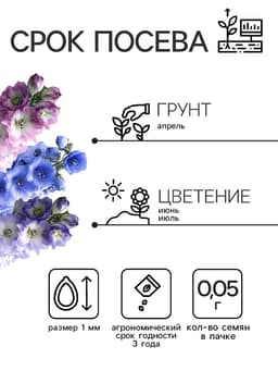 Семена цветов Дельфиниум "Океан страстей", ц/п, смесь, 0,05 г