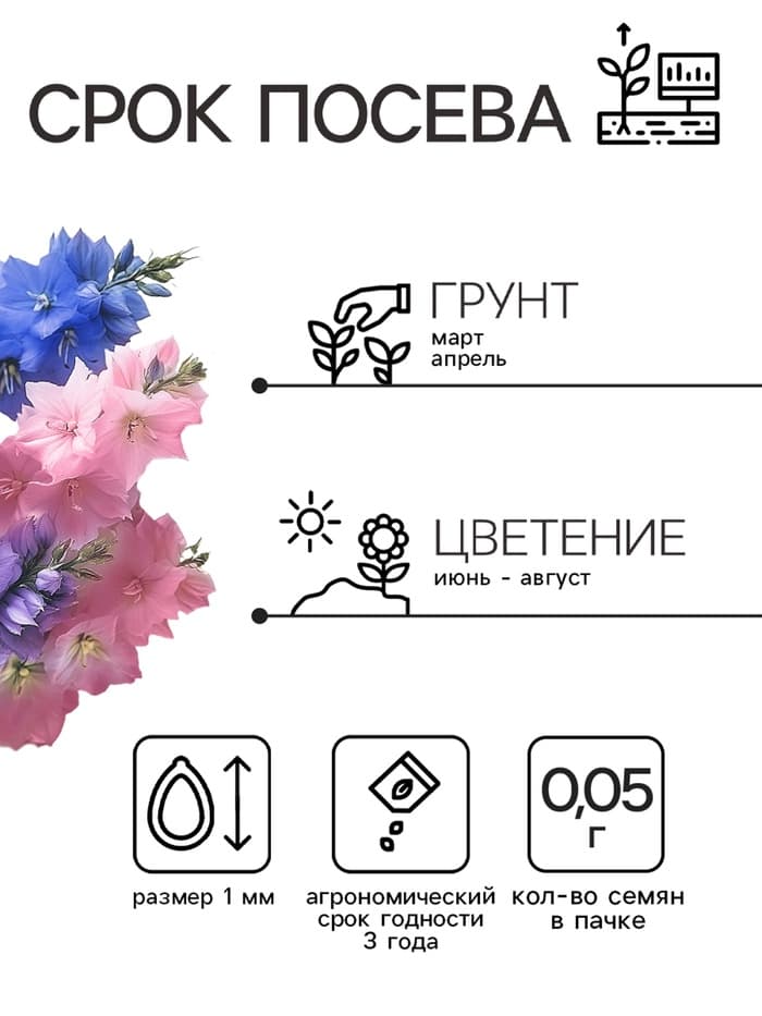Семена цветов Дельфиниум «Махровый», 0.05 г