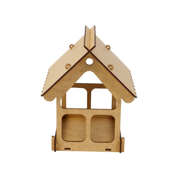Кормушка - конструктор из ХДФ для птиц «Домик», своими руками, 17×13×19.5 см, Greengo
