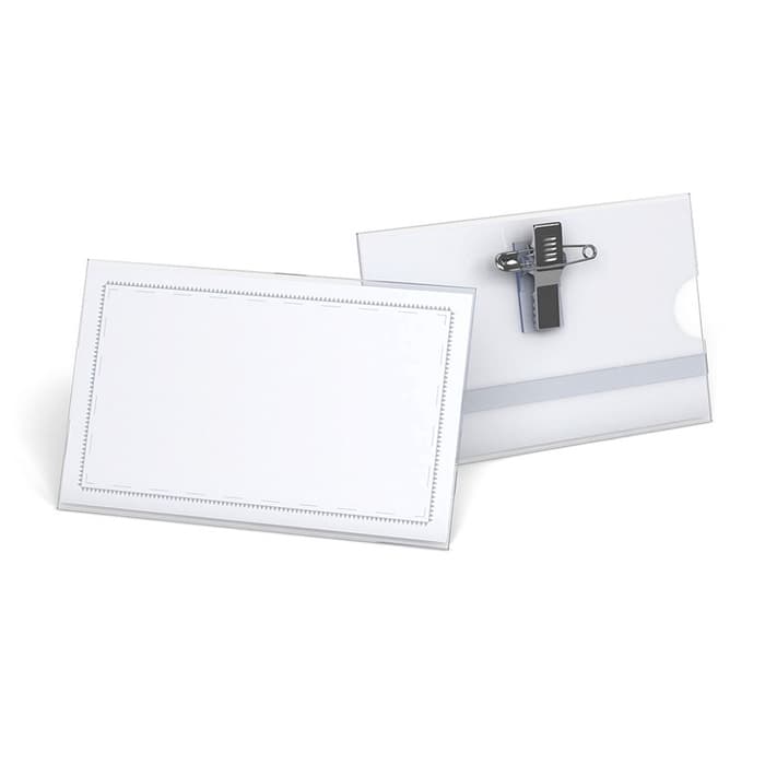 Бейдж горизонтальный 90×57 мм ErichKrause, пластик, с металлическим зажимом и булавкой