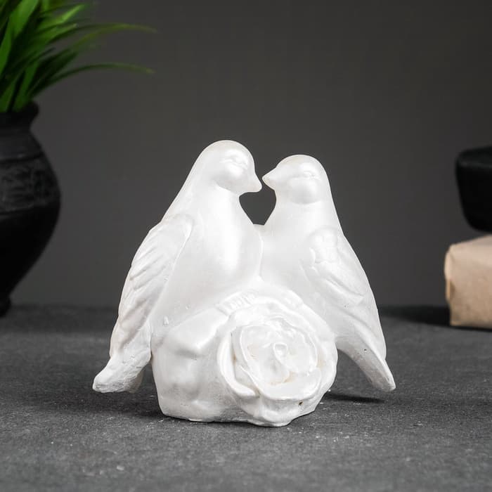 Фигурка гипс «Голуби», перламутровый, 12×12×7 см