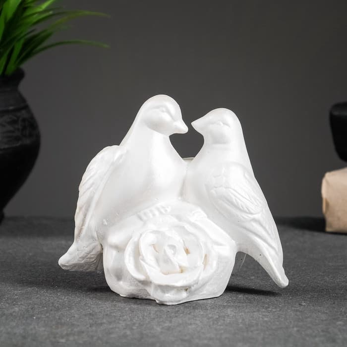 Фигурка гипс «Голуби», перламутровый, 12×12×7 см