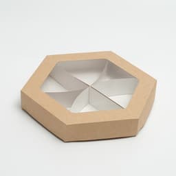 Коробка - менажница крафт, с окном, 6 ячеек, 23×4 см