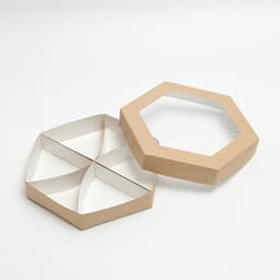 Коробка - менажница крафт, с окном, 6 ячеек, 23×4 см