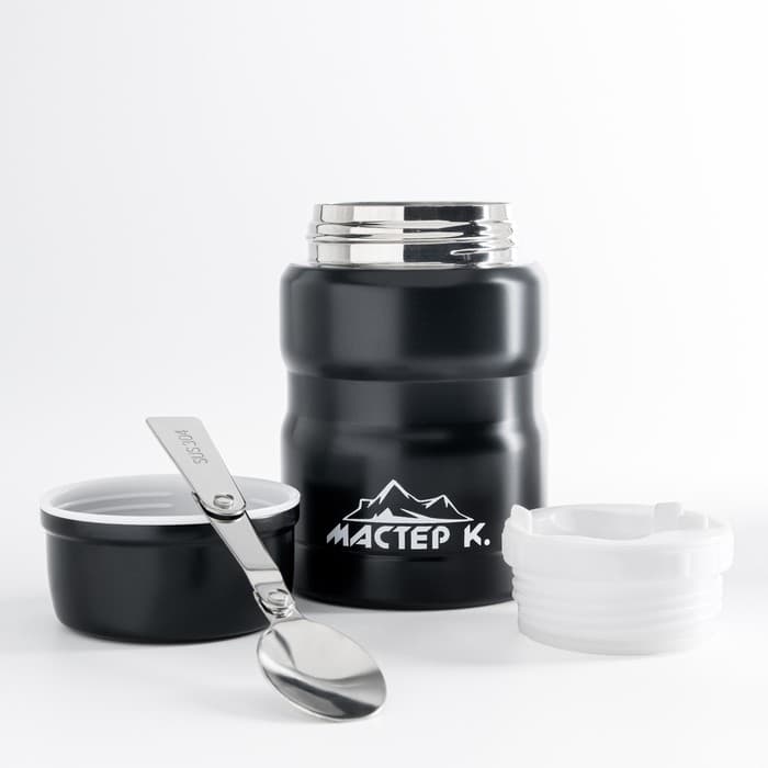 Термос для еды Мастер К, 500 мл, 10×15.5 см, нержавеющая сталь, чёрный