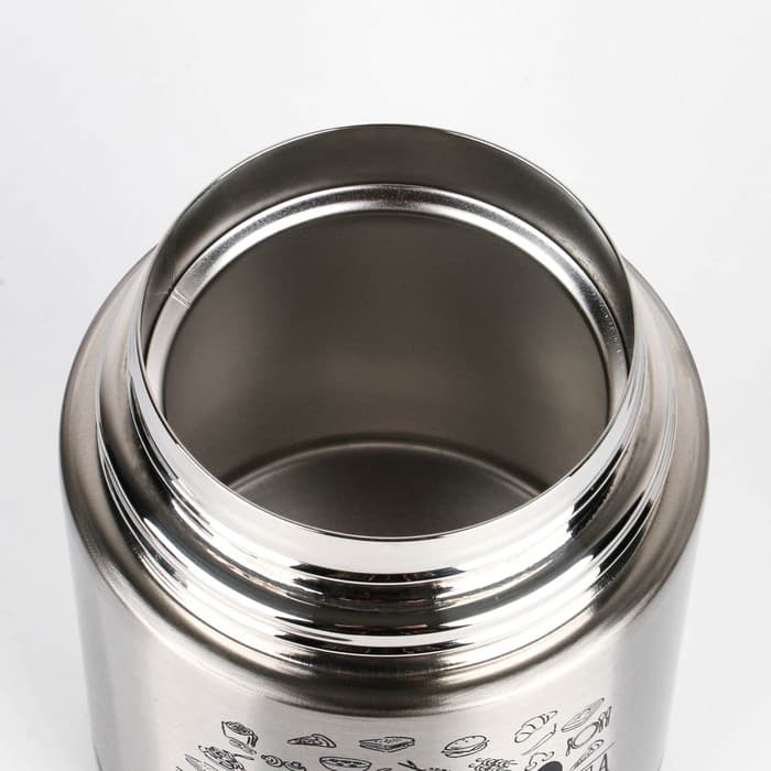 Термос для еды Мастер К «Приятного аппетита», 800 мл, нержавеющая сталь, серебристый, чёрный