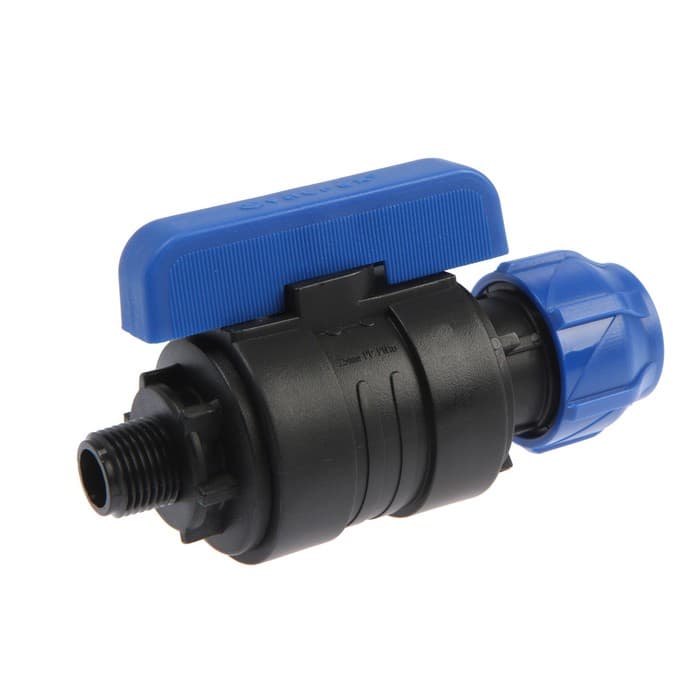 Кран шаровой ПНД Valfex, d=25 мм × 1/2", цанга/наружная резьба, разборный