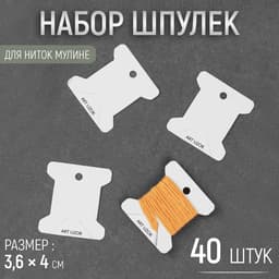 Набор шпулек для ниток мулине, 3.6×4 см, 40 шт., белый