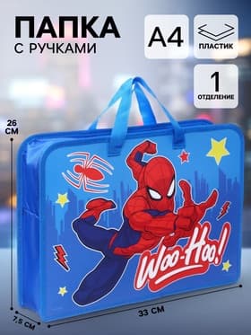 Папка пластиковая с ручками А4, на молнии, 7.5×33×26 см